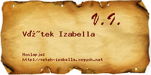 Vétek Izabella névjegykártya